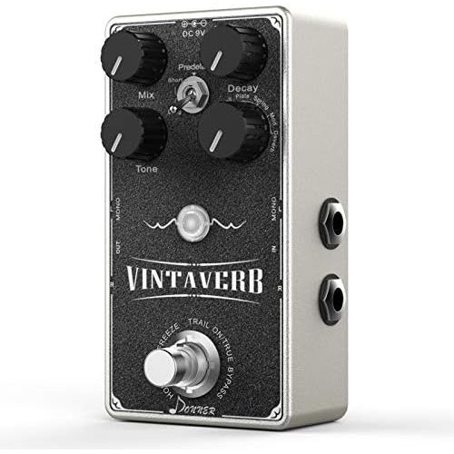  Donner Reverb Guitar Pedal, Vintaverb Stereo Reverb 7 Effects Room, Studio, Hall, Plate, Spring, Mod, Dsverb with Freeze Function True Bypass Trail On