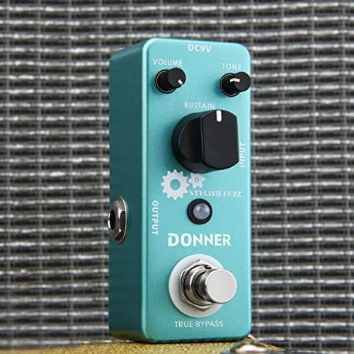  Donner Fuzz Pedal, Stylish Fuzz Guitar Pedal, Classic Mini Fuzz Pedal for Electric Guitar True Bypass