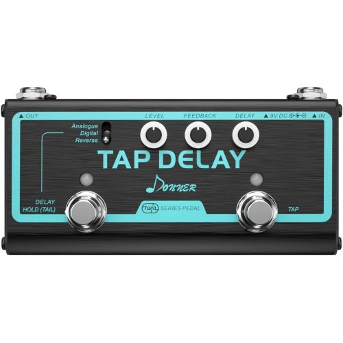  Donner Tap Delay Guitar Effect Pedal, 3 Delay Modes Digital Reverse Analogue Delay with Tap Tempo Control