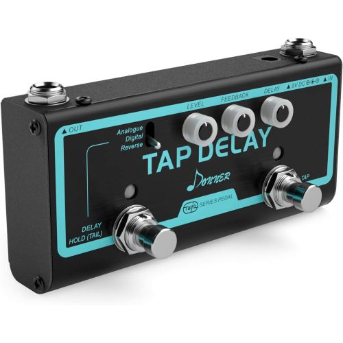  Donner Tap Delay Guitar Effect Pedal, 3 Delay Modes Digital Reverse Analogue Delay with Tap Tempo Control