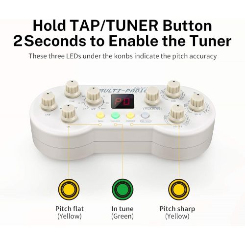  Donner Multi Effects Pedal Multi-Pad100, 5 Effects 7 Amp Modes 40 Drum Rhythms with Tuner Function, Reverb Delay Chorus Flanger Tremolo, Drum Machine for Electric Guitar and Bass