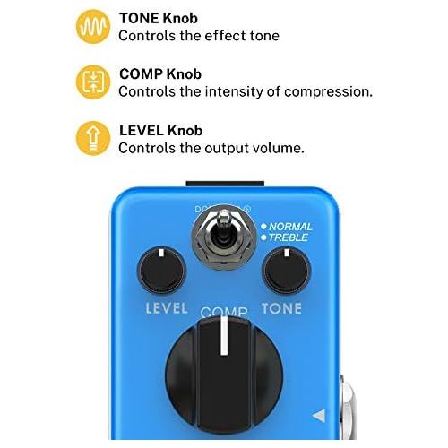  Donner Compressor Pedal, Ultimate Comp 2 Modes Compression Effect Pedal Pure Analog for Electric Guitar and Bass True Bypass