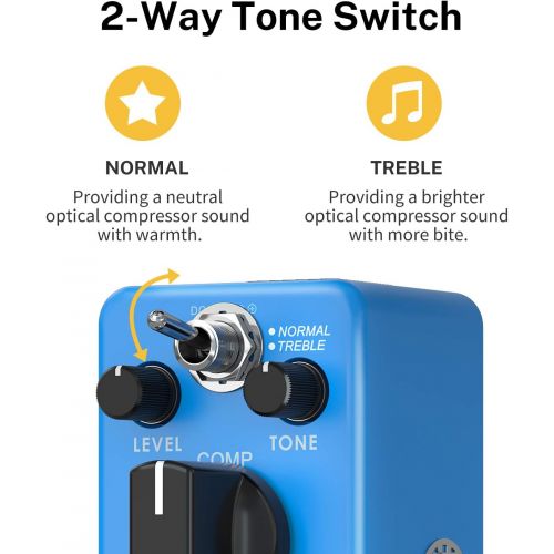  Donner Compressor Pedal, Ultimate Comp 2 Modes Compression Effect Pedal Pure Analog for Electric Guitar and Bass True Bypass