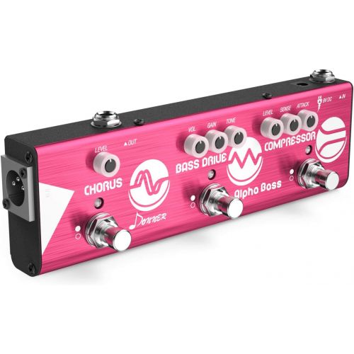  Donner Multi Effect Pedal Chain Alpha Acoustic 3 Guitar Effect Modes Acoustic Preamp, Chorus and Hall Reverb