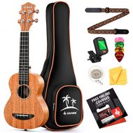 Donner Concert Ukulele Mahogany DUC-1 23 Inch Ukulele Starter Kit With Strap Nylon String Tuner