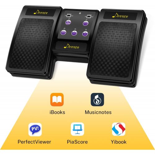  [아마존베스트]Donner Wireless Page Turner Pedal for Tablets Ipad Rechargeable,Black
