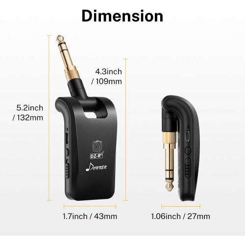  [아마존베스트]Donner Wireless Guitar Transmitter Receiver, 2.4GHZ Wireless Guitar System Stereo 1/4” & 1/8” 2 in 1 Plugs Rechargeable 6 Channels for Electric Guitar, Bass, Violin (Original Serie