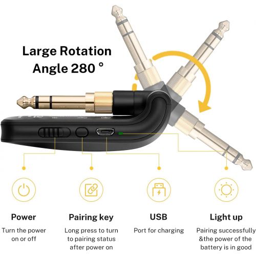  [아마존베스트]Donner Wireless Guitar Transmitter Receiver, 2.4GHZ Wireless Guitar System Stereo 1/4” & 1/8” 2 in 1 Plugs Rechargeable 6 Channels for Electric Guitar, Bass, Violin (Original Serie