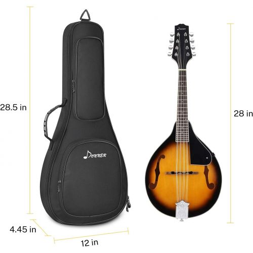  [아마존베스트]Donner 28 Inch Mandolin Gig Bag Fit A & F Style 0.5in Padded Sponge 600D Thick RipstopWaterproof Nylon Soft Carry Case Dual Adjustable Straps 2 Pockets Black for Home Storage Trav