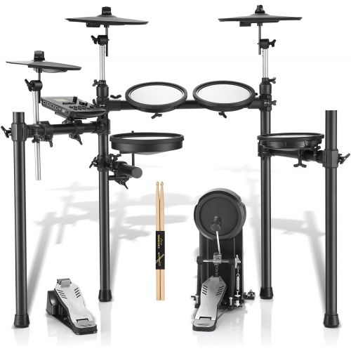  [아마존베스트]Donner DED-200 Electric Drum Set Electronic Kit with 5 Drums 3 Cymbals, Electric Drum, Audio Line, Drum Stick