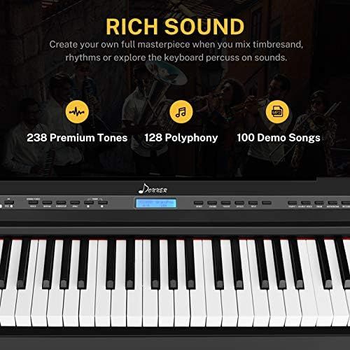  [아마존베스트]Donner DEP-20 Beginner Digital Piano 88 Key Full Size Weighted Keyboard, Portable Electric Piano with Sustain Pedal, Power Supply