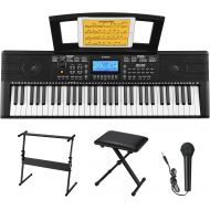 [아마존베스트]Donner DEK-610 61 Keys Electronic Keyboard Portable Electric Music Piano with Full-Size Keys for Beginners, Include a Music Stand, Keyboard Stand, Stool, Microphone