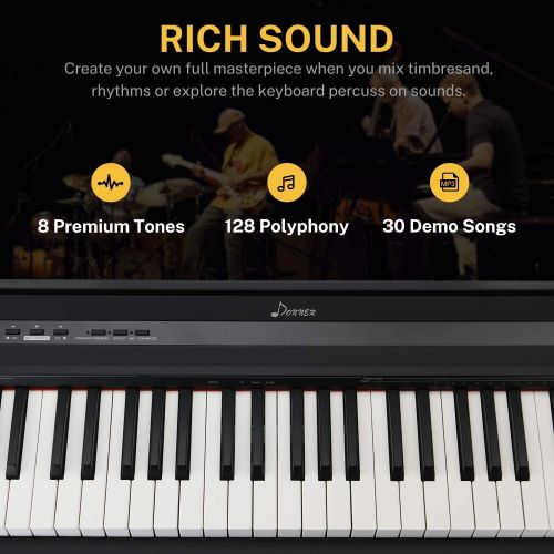  [아마존베스트]Donner DEP-10 Beginner Digital Piano 88 Key Full Size Semi Weighted Keyboard, Portable Electric Piano with Sustain Pedal, Power Supply