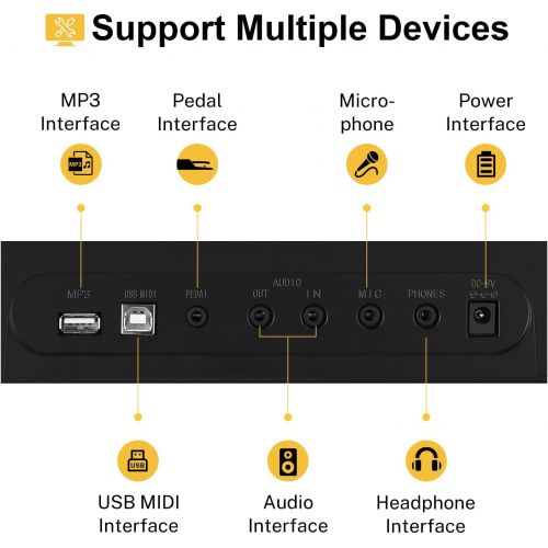  [아마존베스트]Donner DEK-610 61 Keys Electronic Keyboard Portable Electric Music Piano with Full-Size Keys for Beginners, Include a Music Stand and Microphone