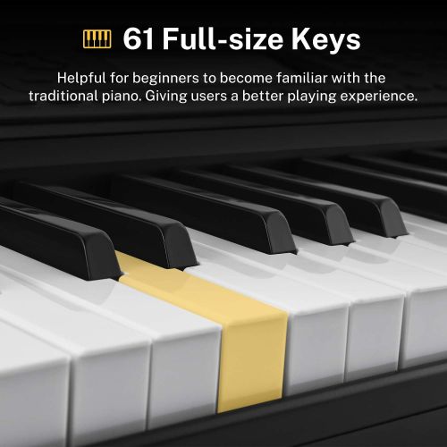 [아마존베스트]Donner DEK-610 61 Keys Electronic Keyboard Portable Electric Music Piano with Full-Size Keys for Beginners, Include a Music Stand and Microphone