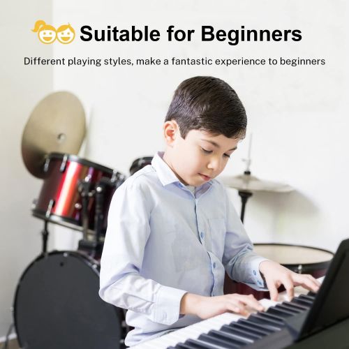  [아마존베스트]Donner DEK-610 61 Keys Electronic Keyboard Portable Electric Music Piano with Full-Size Keys for Beginners, Include a Music Stand and Microphone