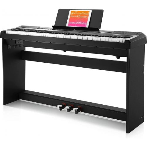  [아마존베스트]Donner DEP-10 Beginner Digital Piano 88 Key Full Size Semi Weighted Keyboard, Portable Electric Piano With Furniture Stand/Triple Pedals/Power Supply