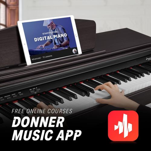  [아마존베스트]Donner DDP-300 Digital Piano 88 Key Weighted Keyboard for Beginner and Professional, Full Weighted Keyboard for Kid/Adult at Home/Stage, Triple Pedals, Bluetooth MIDI/USB/Headphone