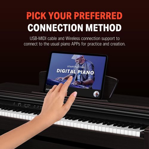  [아마존베스트]Donner DDP-300 Digital Piano 88 Key Weighted Keyboard for Beginner and Professional, Full Weighted Keyboard for Kid/Adult at Home/Stage, Triple Pedals, Bluetooth MIDI/USB/Headphone