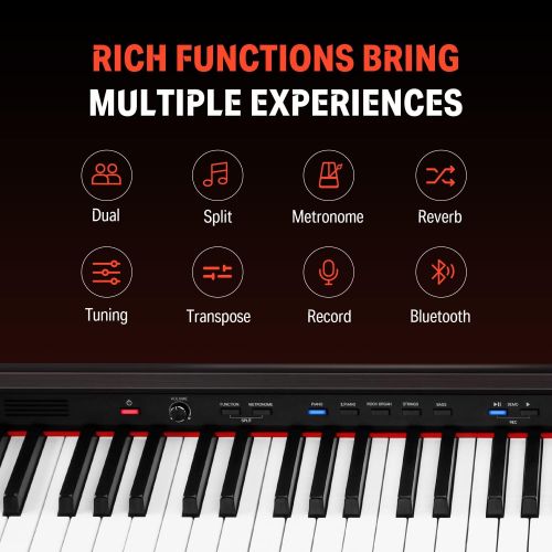  [아마존베스트]Donner DDP-300 Digital Piano 88 Key Weighted Keyboard for Beginner and Professional, Full Weighted Keyboard for Kid/Adult at Home/Stage, Triple Pedals, Bluetooth MIDI/USB/Headphone