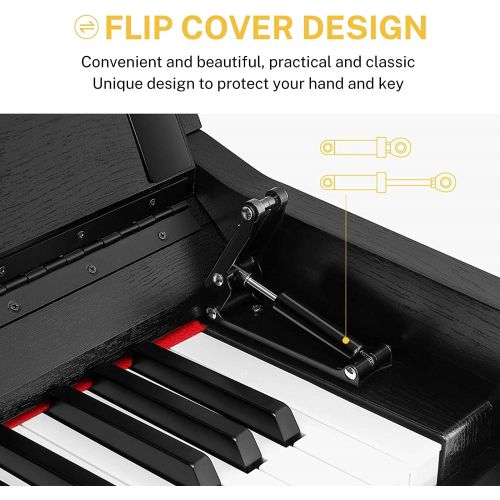  [아마존베스트]Donner DDP-90 Home Digital Piano, 88 Key Fully Weighted Electronic Keyboard, Triple Pedals, Black, USB/ MP3/ Headphone/Audio Output Function