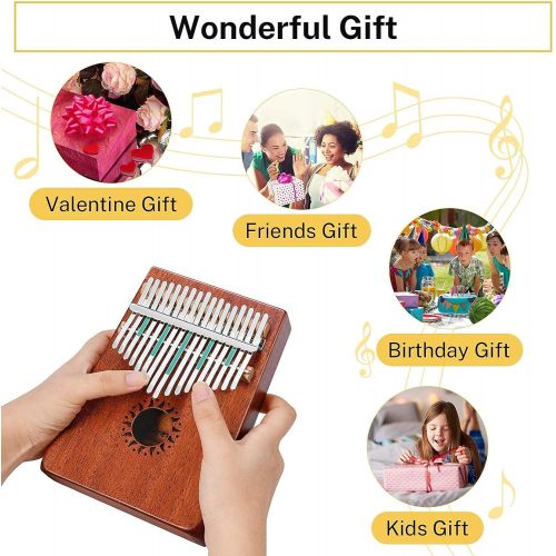  [아마존베스트]Donner 17 Key Kalimba Thumb Piano Solid Mahogany Body Finger Piano Easy to Learn Mbira Instrument Gift for Kids Adult Beginners Professional DKL-17