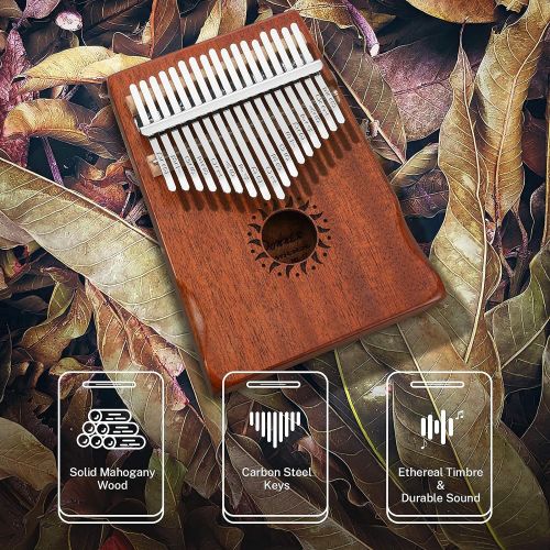  [아마존베스트]Donner 17 Key Kalimba Thumb Piano Solid Mahogany Body Finger Piano Easy to Learn Mbira Instrument Gift for Kids Adult Beginners Professional DKL-17