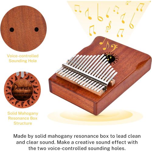  [아마존베스트]Donner 17 Key Kalimba Thumb Piano Solid Finger Piano Mahogany Body DKL-17 With Hard Case