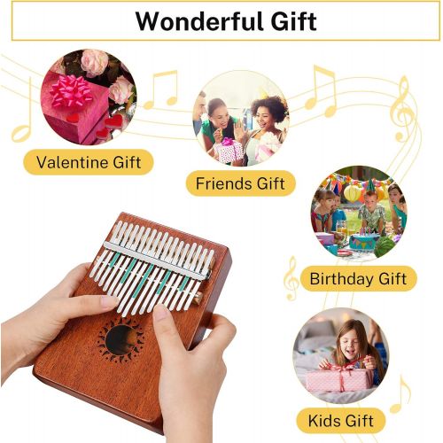  [아마존베스트]Donner 17 Key Kalimba Thumb Piano Solid Finger Piano Mahogany Body DKL-17 With Hard Case