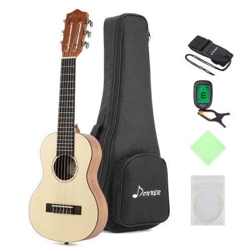  Donner Guitalele DGL-1 28 Travel Guitar Ukulele Package 6 String Ukulele Spruce Mahogany Body