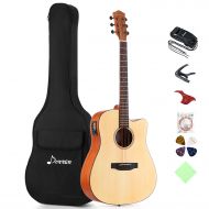 Donner DAG-1E Electric Acoustic Guitar Package Full-size 41’’ Dreadnought Guitar Built-in Preamp with Bag Strap Tuner String