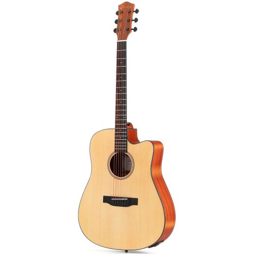  Donner DAG-1E Electric Acoustic Guitar Package Full-size 41’’ Dreadnought Guitar Built-in Preamp with Bag Strap Tuner String