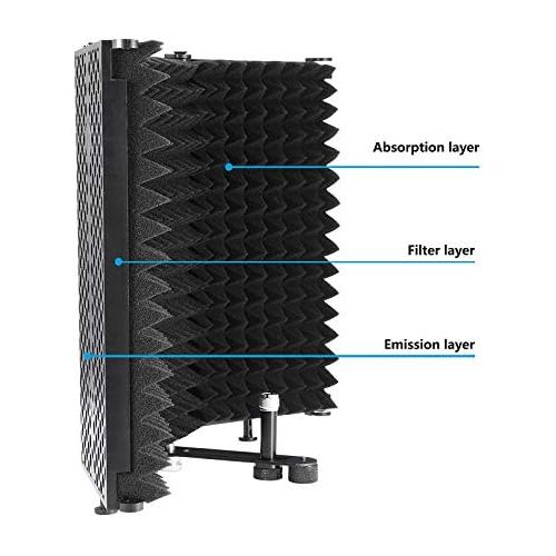  [아마존베스트]Donpow Microphone Insulation Shield Sound Absorbing Foam Reflector for Studio Microphones Sound Insulation for All Condenser Microphone Recording Studio Devices