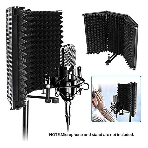  [아마존베스트]Donpow Microphone Insulation Shield Sound Absorbing Foam Reflector for Studio Microphones Sound Insulation for All Condenser Microphone Recording Studio Devices