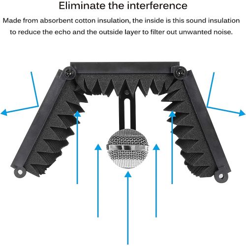  [아마존베스트]Donpow Microphone Insulation Shield Sound Absorbing Foam Reflector for Studio Microphones Sound Insulation for All Condenser Microphone Recording Studio Devices