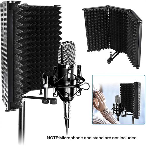  [아마존베스트]Donpow Microphone Insulation Shield Sound Absorbing Foam Reflector for Studio Microphones Sound Insulation for All Condenser Microphone Recording Studio Devices