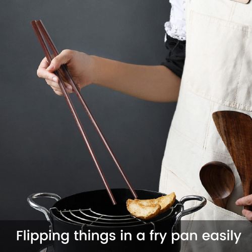  [아마존베스트]Donxote Wooden Noodles Kitchen Cooking Frying Chopsticks 16.5 Inches Brown Extra Long Set of 2 Pairs