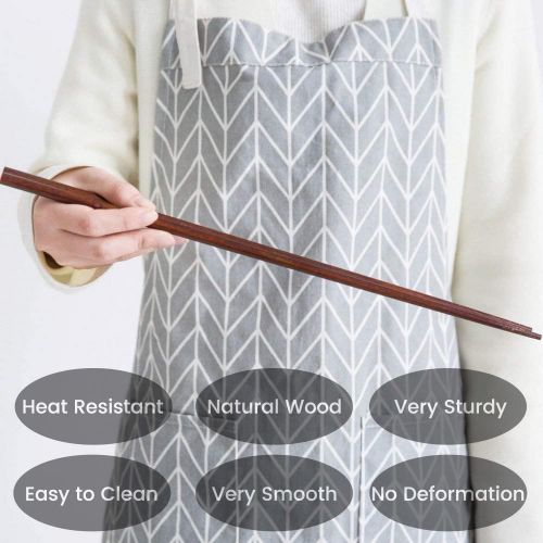  [아마존베스트]Donxote Wooden Noodles Kitchen Cooking Frying Chopsticks 16.5 Inches Brown Extra Long Set of 2 Pairs