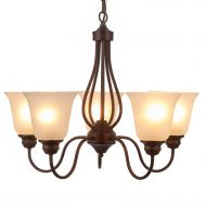 Doraimi Lighting Doraimi 3/5 Light Chandelier Lighting, Brown Finish with Opal Glass Shade (Brown,5 lgiht)