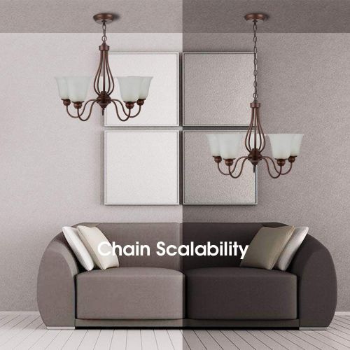  Doraimi Lighting Doraimi 3/5 Light Chandelier Lighting, Brown Finish with Opal Glass Shade (Brown,5 lgiht)