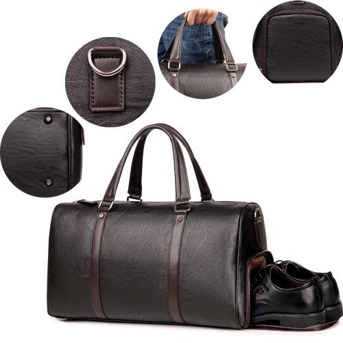  Doreamale Men Gym Bag Leather Travel Weekender Overnight Duffel Bag Gym Sports Luggage Tote For Men & Women