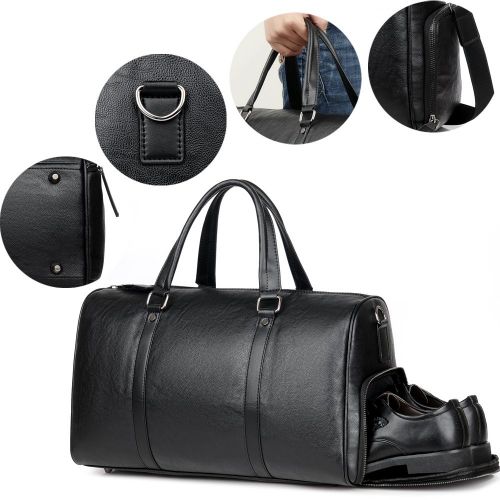  Doreamale Men Gym Bag Leather Travel Weekender Overnight Duffel Bag Gym Sports Luggage Tote For Men & Women