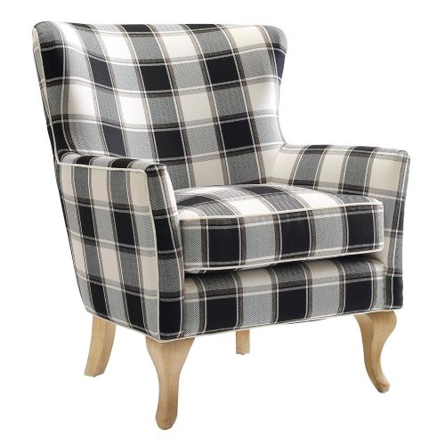  Dorel Living Middlebury Checkered Pattern Accent Chair, Black & White Checkered