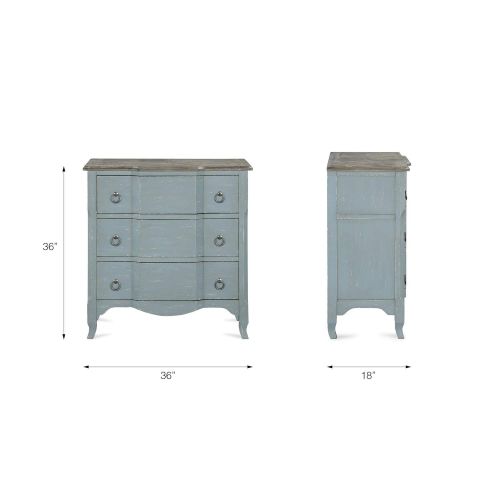  Dorel Living DA8272 Wells Accent, Antique Teal 3 Drawer Chest