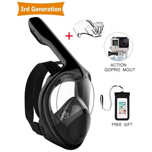  Doris Kids Doris Snorkel Mask Full Face for Adults and Youth Kids Anti-Fog and Anti-Leak 180 Panoramic View GoPro Compatible Snorkeling Set 3rd Generation