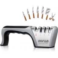 Dorlle Knife Sharpener, Upgraded 4-Stage Manual Chef Knife Sharpener to Help Repair, Restore and Polish Blades （Black）