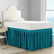 Dorm Sized Cotton Bed Skirt Panel with Ties (3 Panel Set) - Ocean Depths Teal