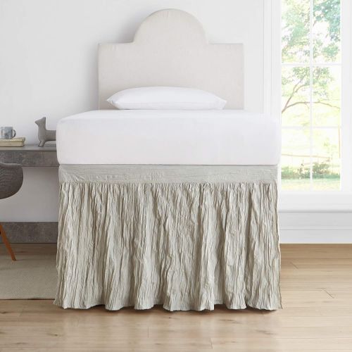  DormCo Crinkle Bed Skirt Twin XL (3 Panel Set) - Silver Birch