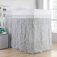 DormCo Crinkle Extended Bed Skirt Twin XL (3 Panel Set) - Glacier Gray