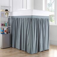 DormCo Extended Dorm Sized Cotton Bed Skirt Panel with Ties (3 Panel Set) - Slate Gray (for Raised or lofted beds)